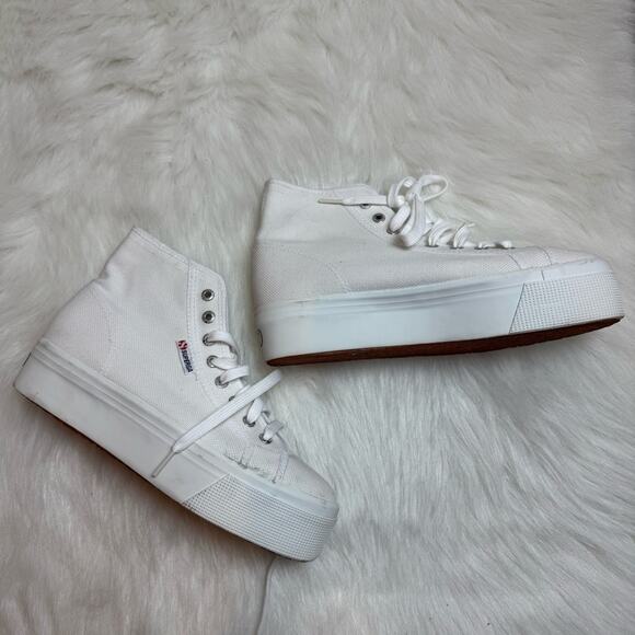 Superga 2705 HI TOP White S3111MW High Top Lace Up Canvas Sneakers - Picture 2 of 8